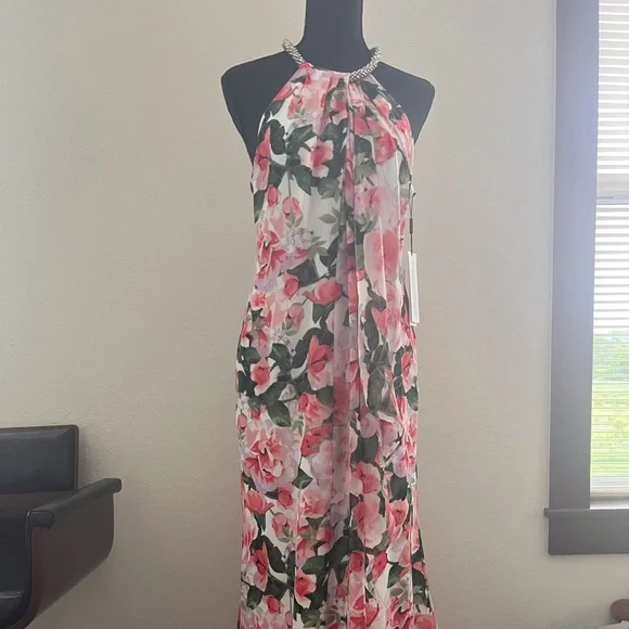 Calvin Klein Dresses Calvin Klein Womens Floral Draped Halter Gown Size 6 Poshmark